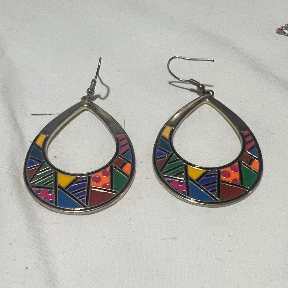 Colorful Geometric Teardrop Earrings
